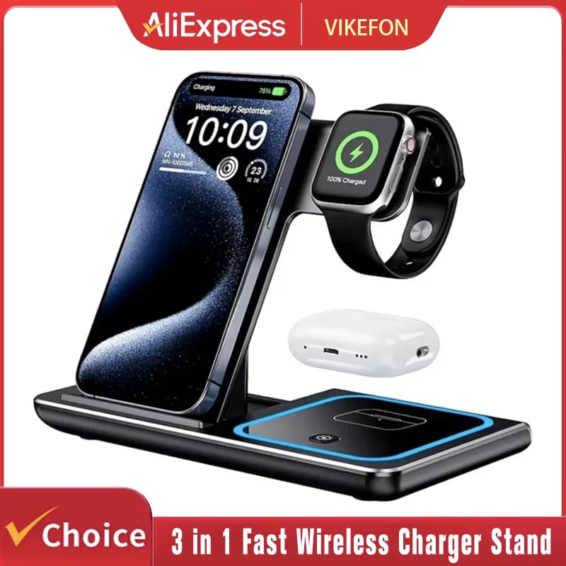 Station de Charge Sans Fil 3-en-1