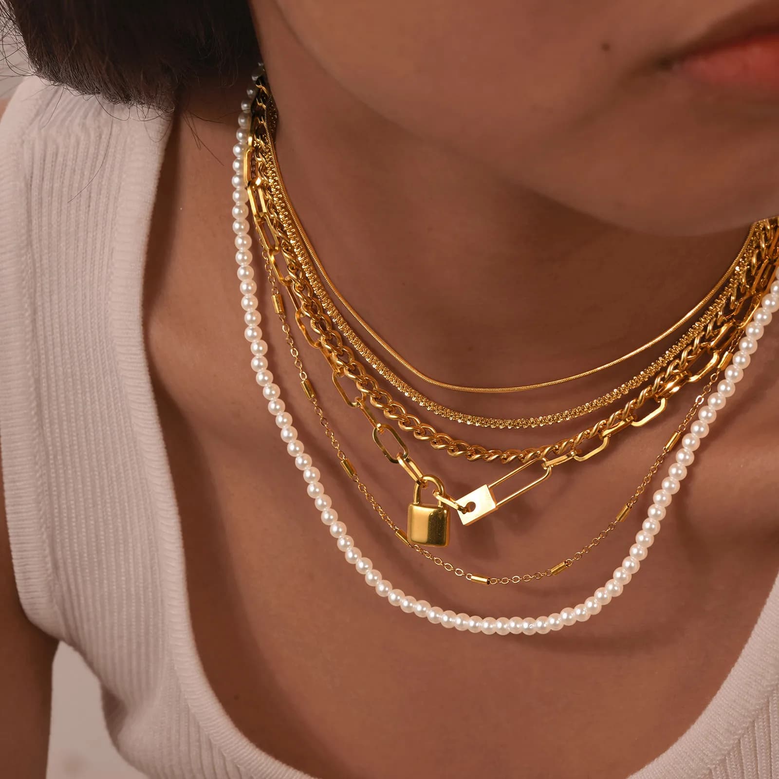 Collier Chaîne Dorée Empilable